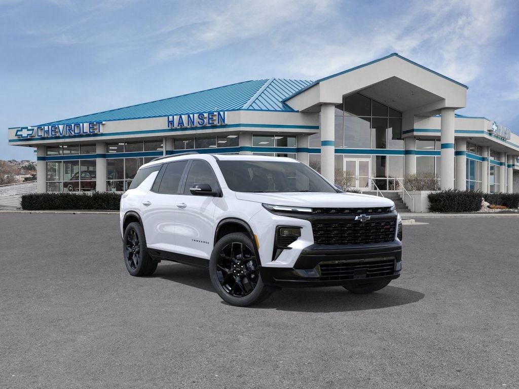 2026 Chevrolet Traverse RS in Polar White Tricoat — front three-quarter view