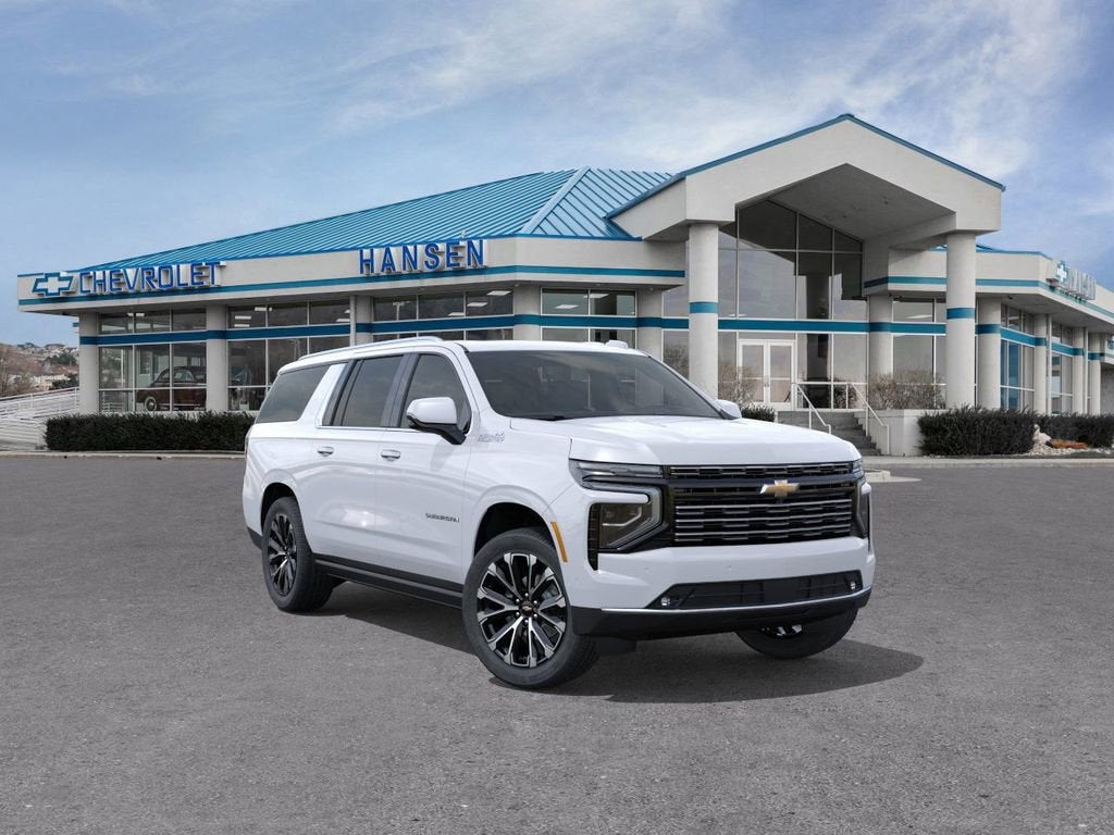 2026 Chevrolet Suburban High Country in Polar White Tricoat — front three-quarter view